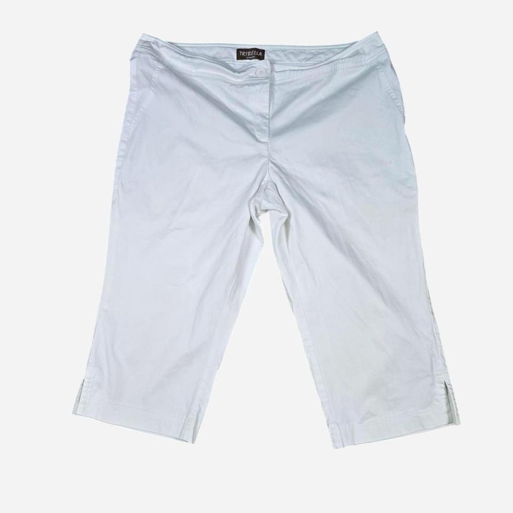 Tribella Women's White Capri Pants‎ Size 18W Stretch Cotton